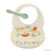 Load image into Gallery viewer, Sugarbooger Fresh & Messy Silicone Bib & Spoon Set Hummingbird