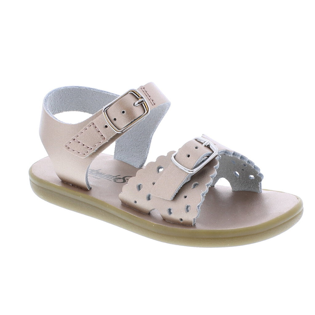 Footmates Ariel Leather Sandal, Rose Gold (Tiny/Toddler/Child)