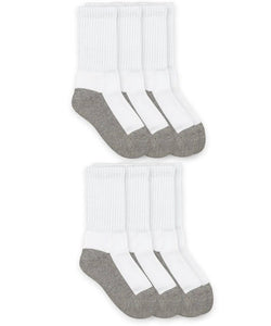 Jefferies 6-pack Smooth Toe Crew Socks, White/Grey