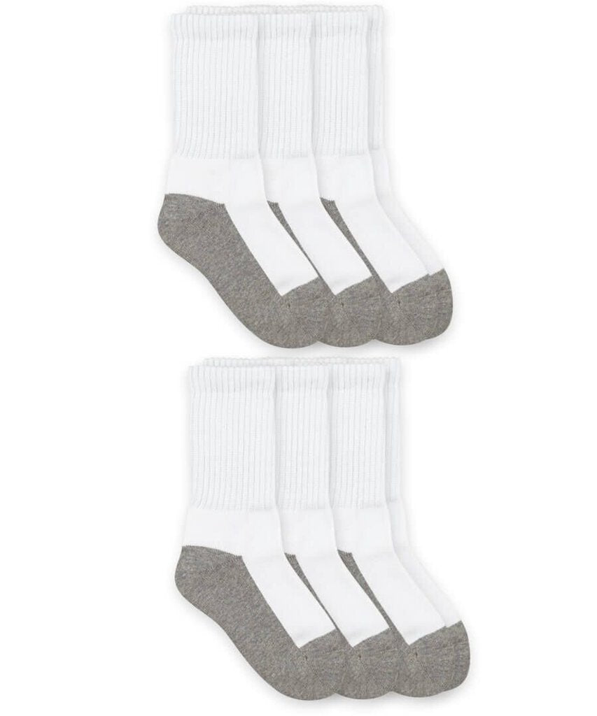 Jefferies 6-pack Smooth Toe Crew Socks, White/Grey