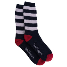 Load image into Gallery viewer, SnowStoppers Peruvian Alpaca Socks, Black &amp; White Striped
