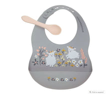 Load image into Gallery viewer, Sugarbooger Fresh &amp; Messy Silicone Bib &amp; Spoon Set Lily The Lamb
