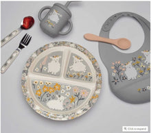 Load image into Gallery viewer, Sugarbooger Fresh &amp; Messy Silicone Bib &amp; Spoon Set Lily The Lamb

