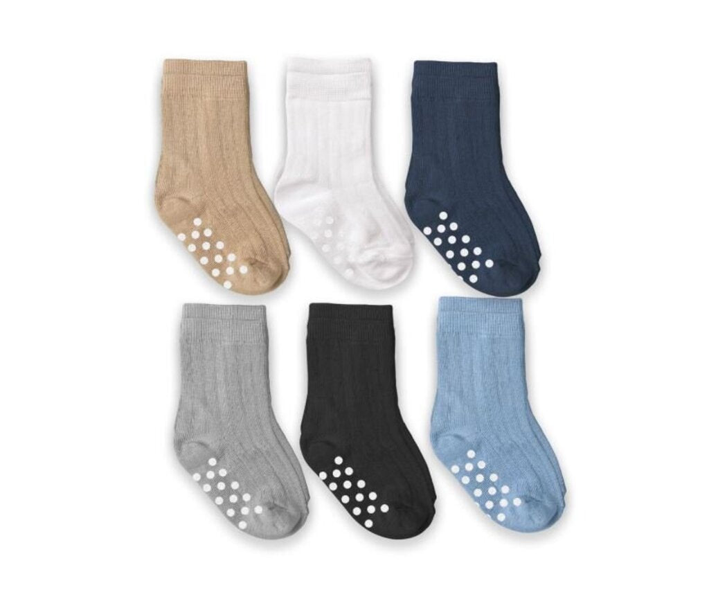 Infant (1-4) Jefferies 6-pack Non-Skid Rib Crew Socks Blue Multi