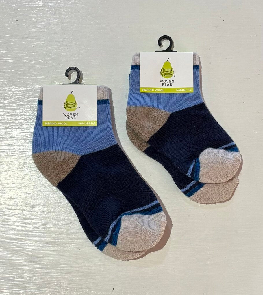 Woven Pear Merino Wool Mini-Crew Sock Blue