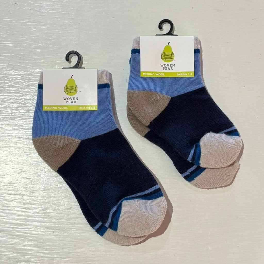 Woven Pear Merino Wool Mini-Crew Sock Blue