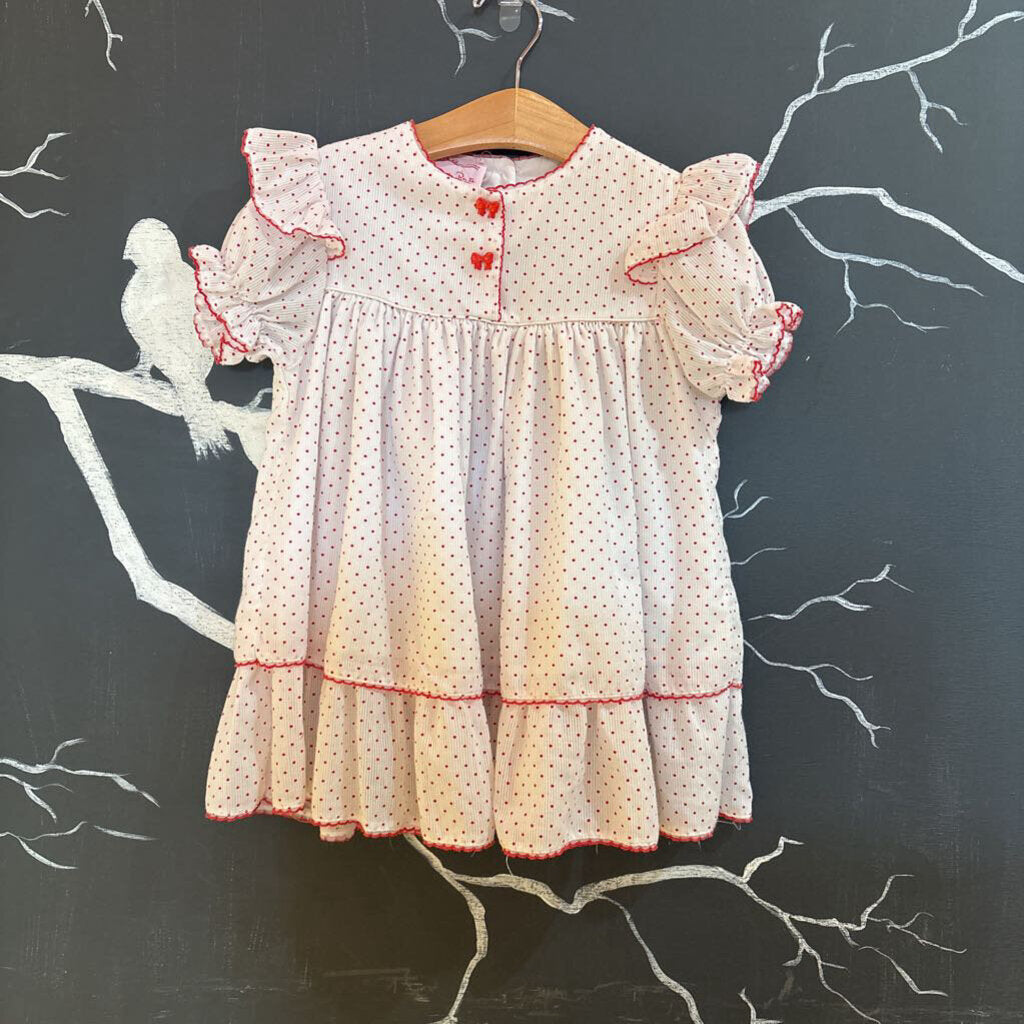 Oscar de la Renta Red Polka Dot Ruffle SS Dress 4