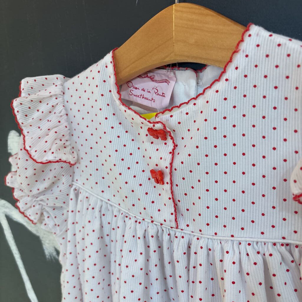 Oscar de la Renta Red Polka Dot Ruffle SS Dress 4
