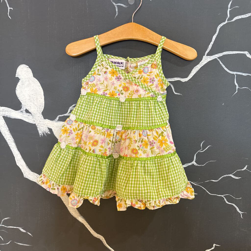 Blueberi Boulevard Green Floral Tank Dress 12m