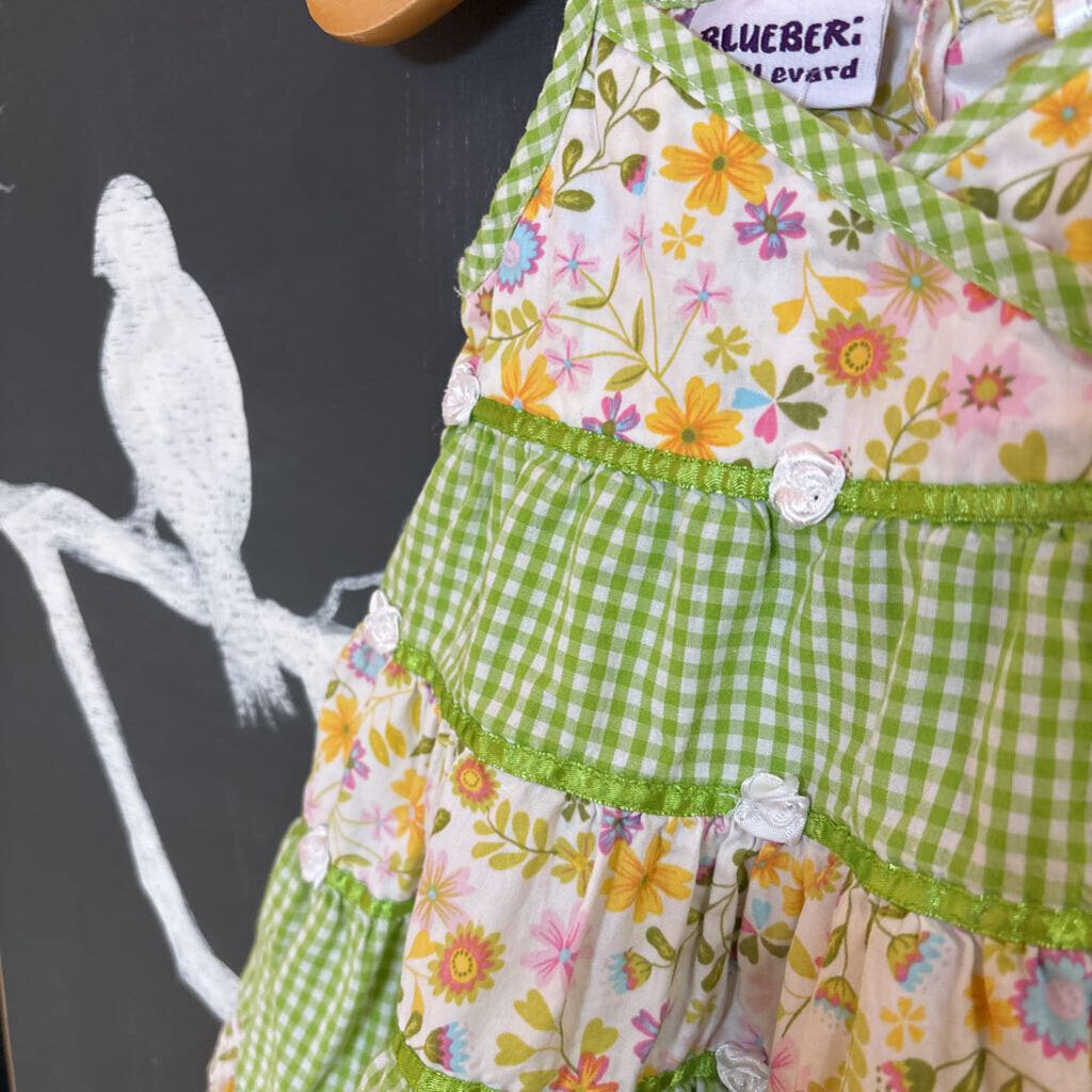 Blueberi Boulevard Green Floral Tank Dress 12m