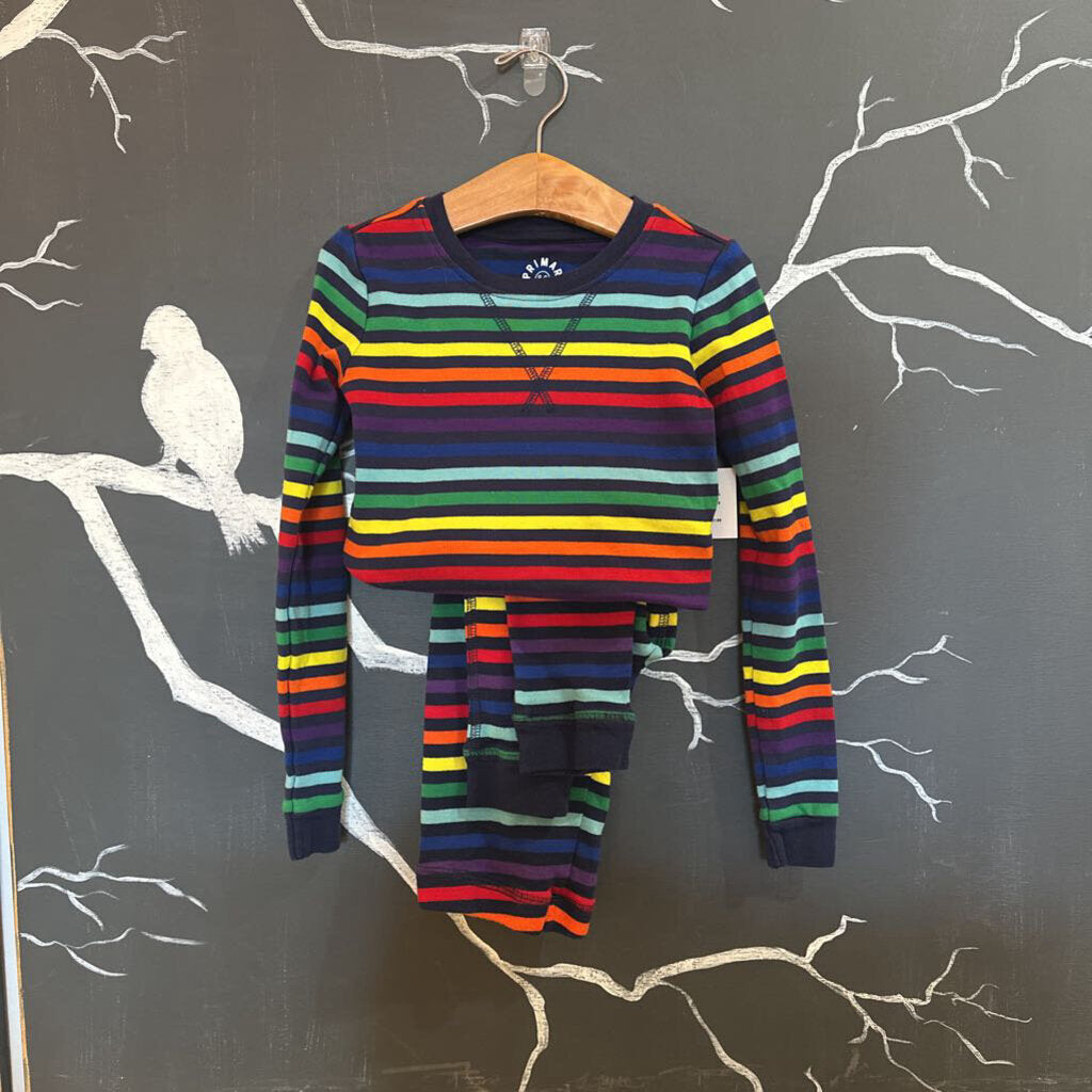 Primary Black Rainbow Stripe LS & Pant Pj 8-9