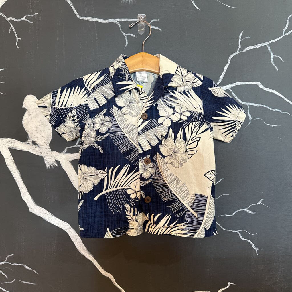 Palmwave Hawaii Navy Cream Tropical SS Button-up & Short Set 4