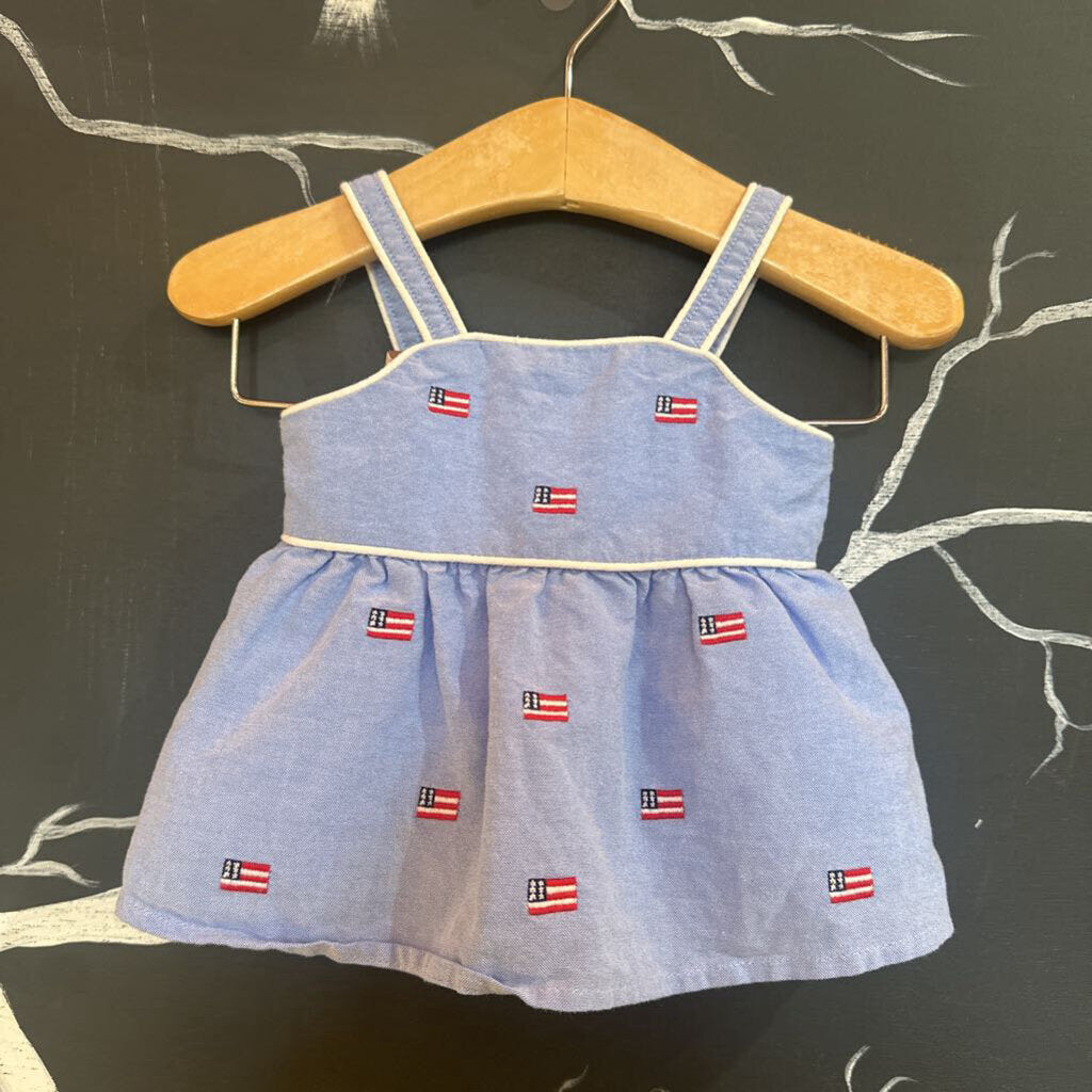 Janie and Jack Blue USA Flag Tank w. Bloomers 3-6m