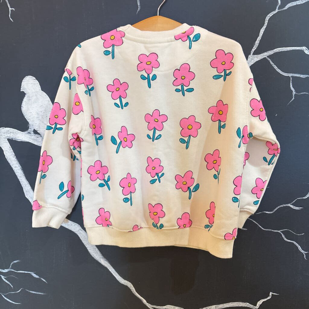 Zara Cream Pink Flower Sweatshirt & Short Set 4