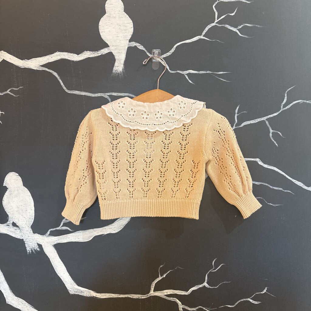 The New Society Cream Eyelet Collar Sweater 6m
