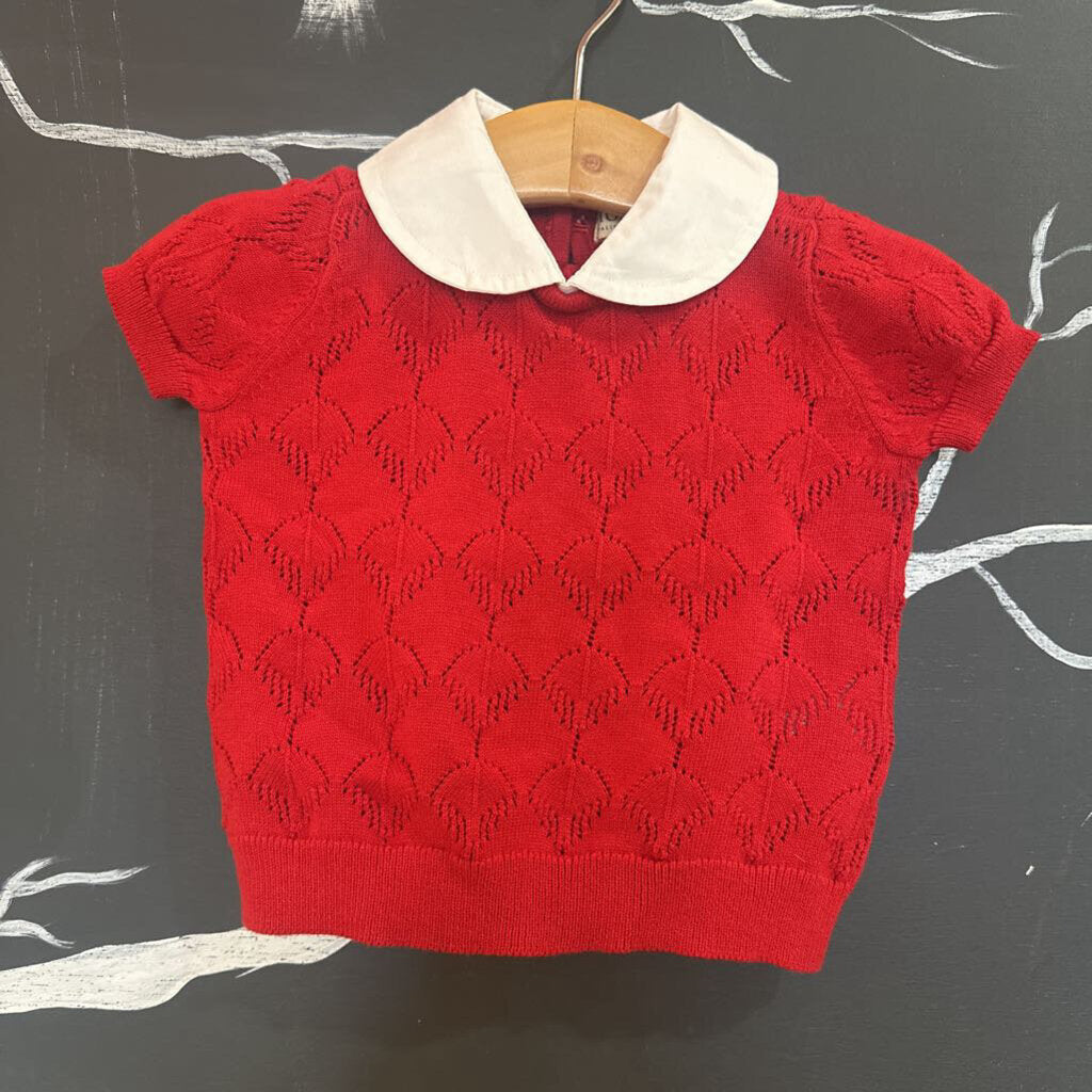 Hope & Henry Red SS Sweater 6-12m
