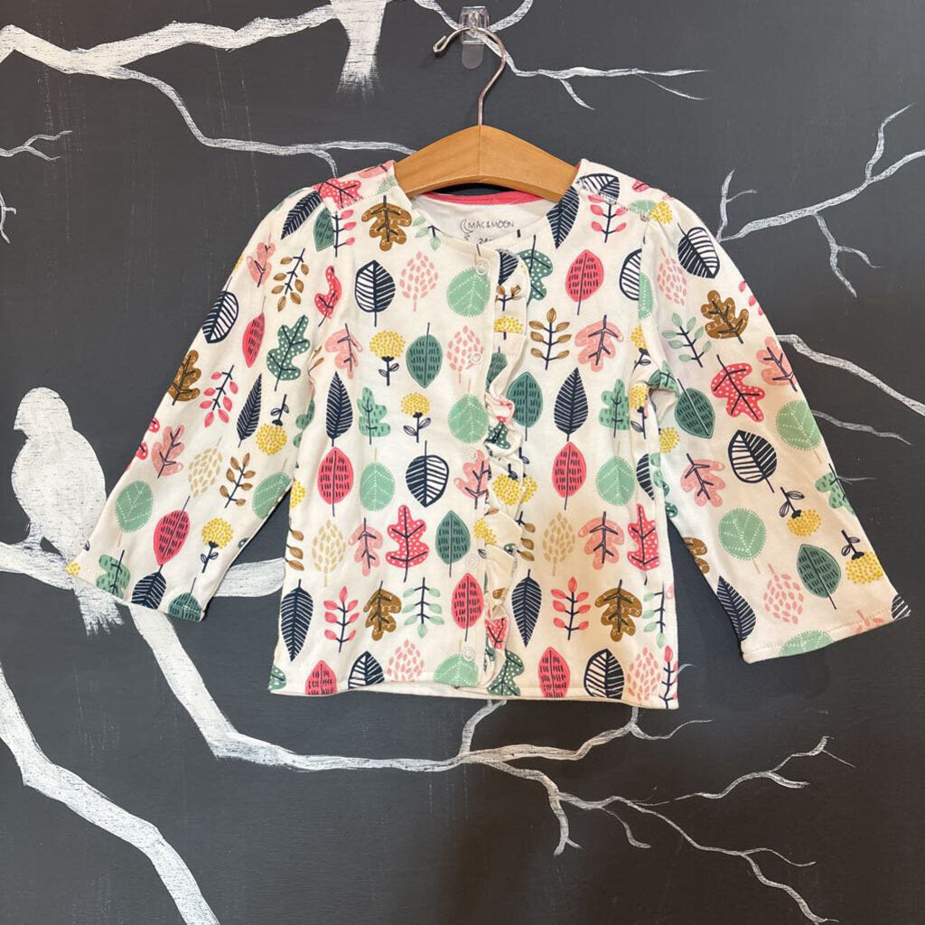 Mac & Moon Pink Multi Leaves Cardigan 24m