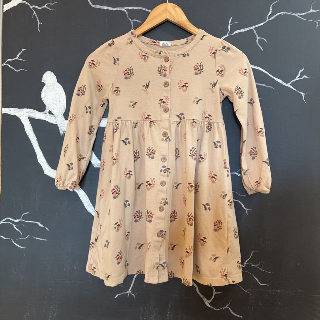 City Mouse Brown Mushrooms LS Dress 8