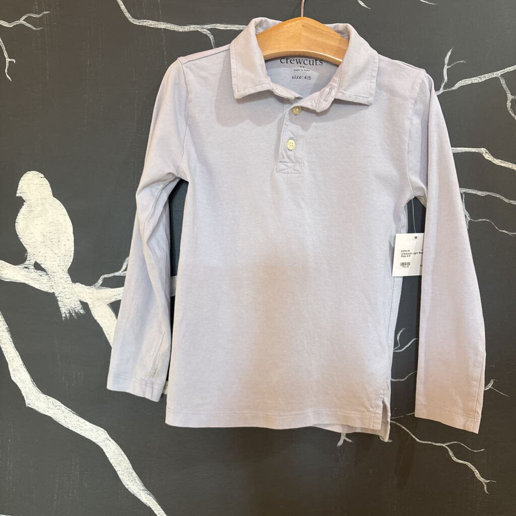 Crewcuts Light Blue LS Polo 4-5