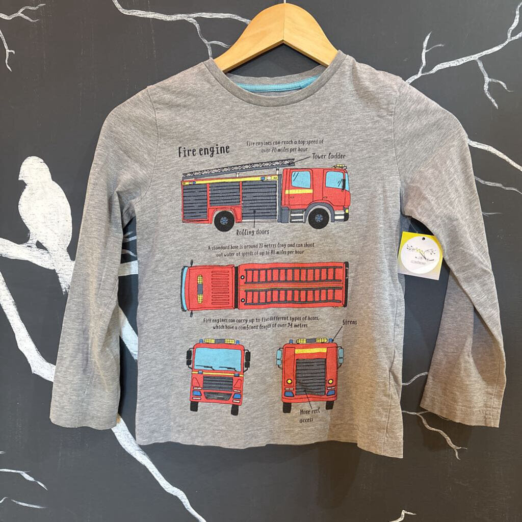 Mini Boden Grey Fire Engine LS Tee 7-8