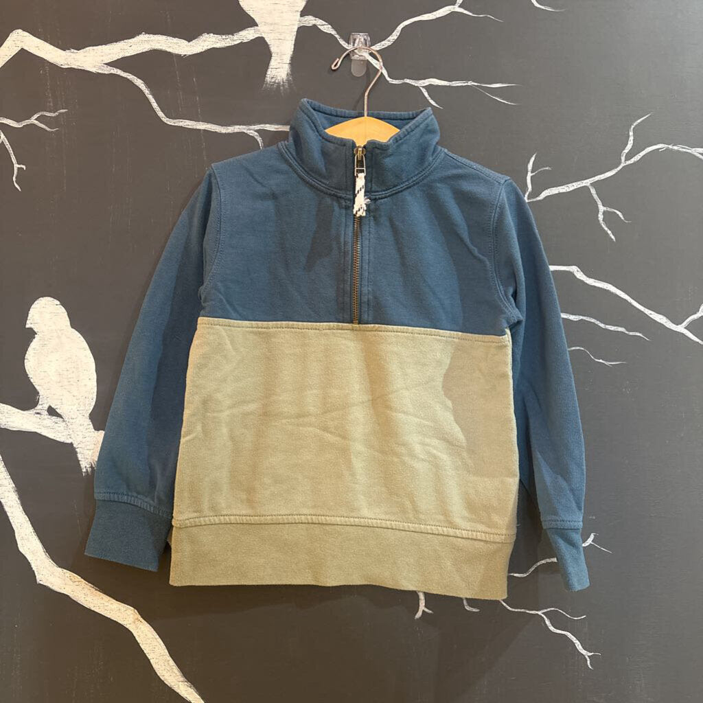 Crewcuts Teal Sage Colorblock Zip Neck Sweatshirt 4-5
