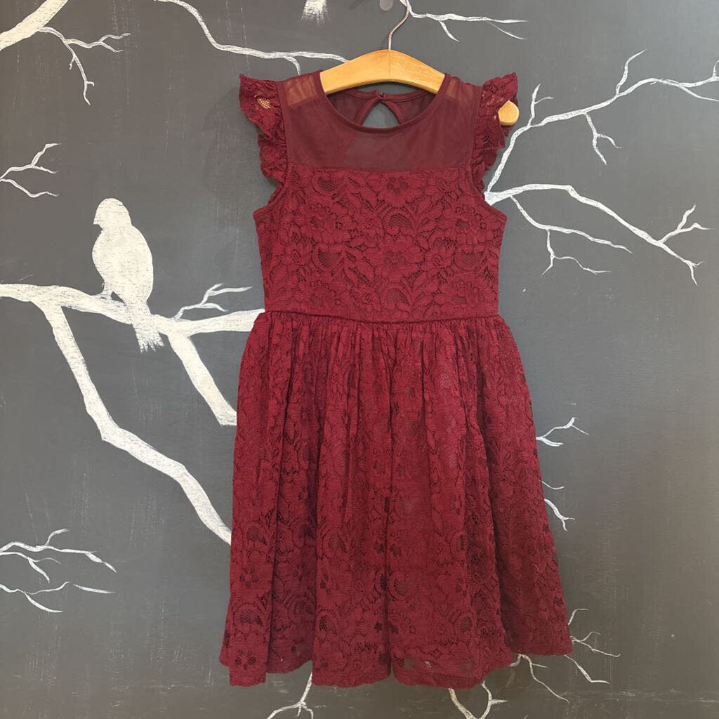Zenzi Burgundy Lace Fancy Dress 6-7