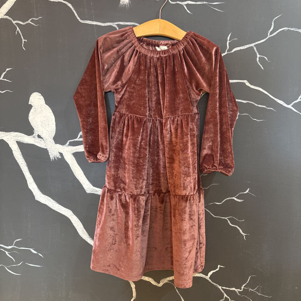 City Mouse Pink Burgundy Shimmer Fancy LS Dress 5