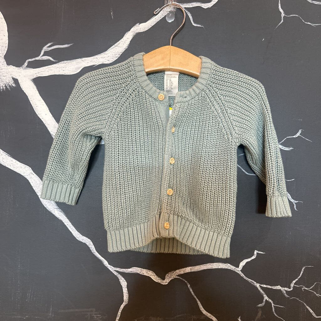 H&M Light Blue Button up knit sweater 3mo