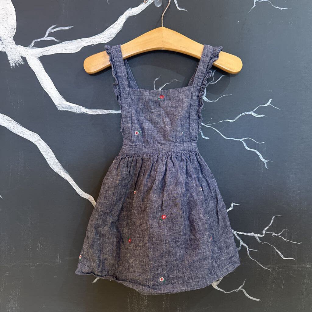 Janie And Jack Denim Flower Overall Dress 18-24mo