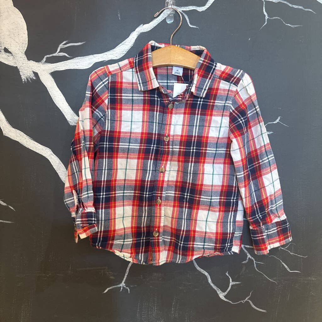 Old Navy Red Blue Plaid LS Button-up 4