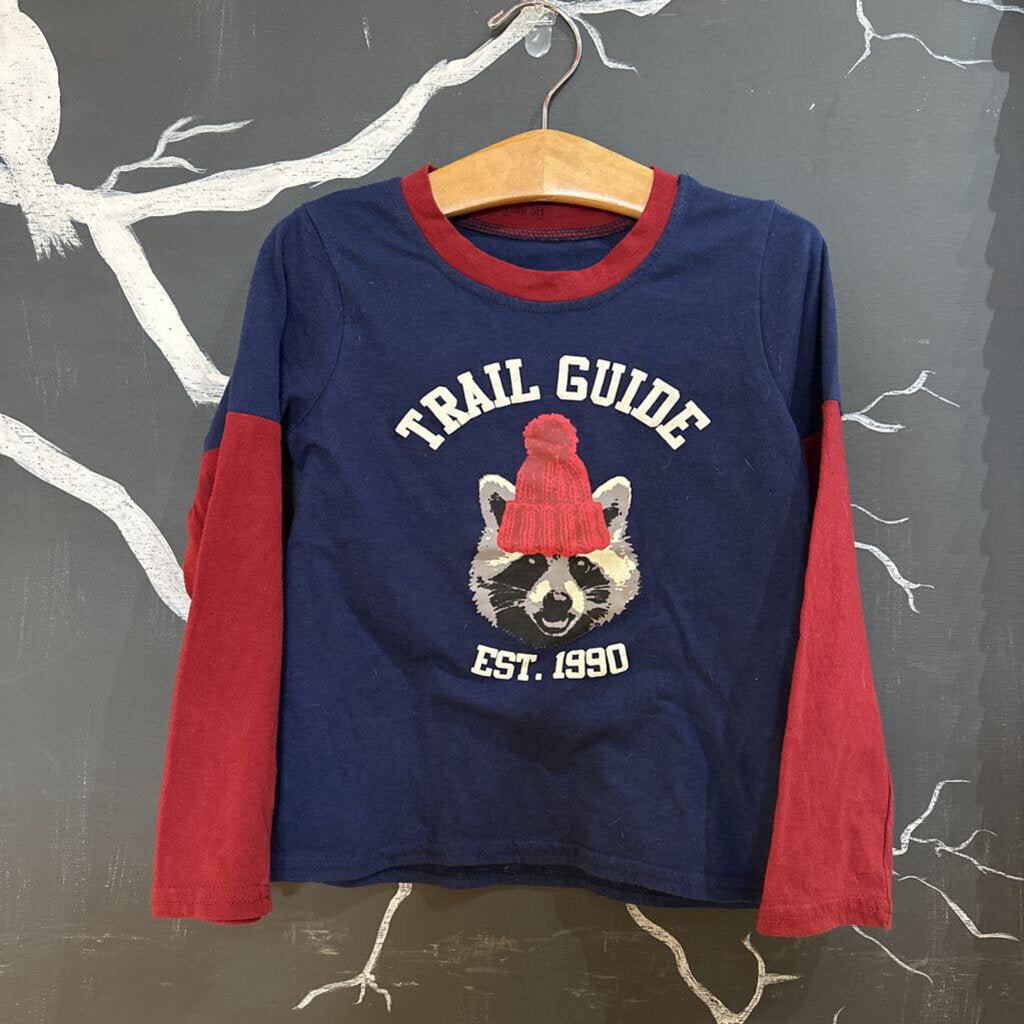 Buzz Cuts Blue Raccoon LS Baseball Tee 5/6