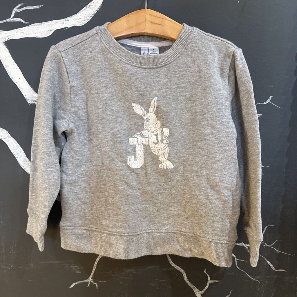Janie and Jack Grey Rabbit J Sweatshirt 4