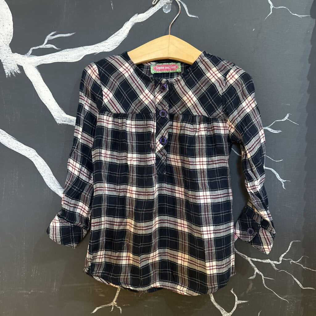 Sophie and Sam Blue Plaid LS Shirt 3T