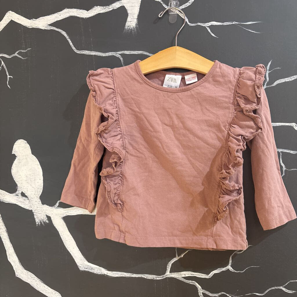 Zara Purple Ruffle LS Shirt 18-24m
