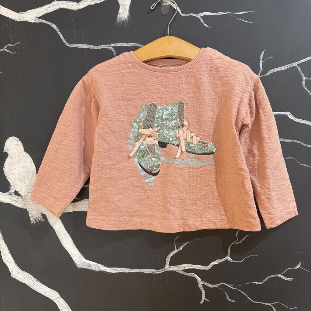 Zara Pink Sequin Ice Skates LS Tee 18-24m