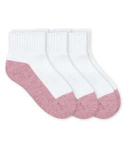 Jefferies 3-pack Smooth Toe Quarter Sock, Pink/White